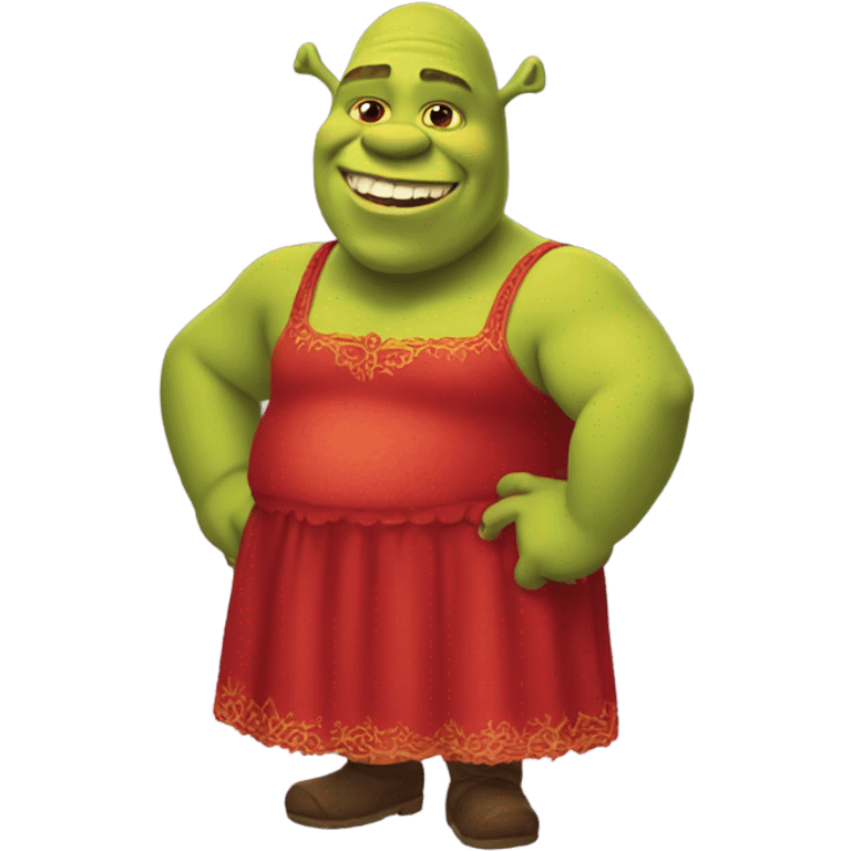 Shrek with red dress emoji