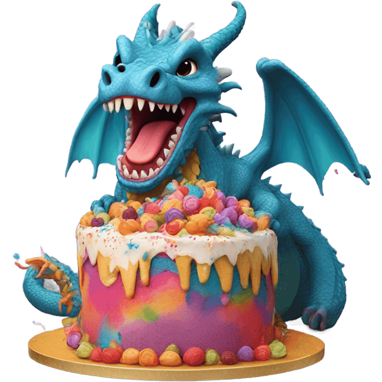 Dragon eating cake emoji