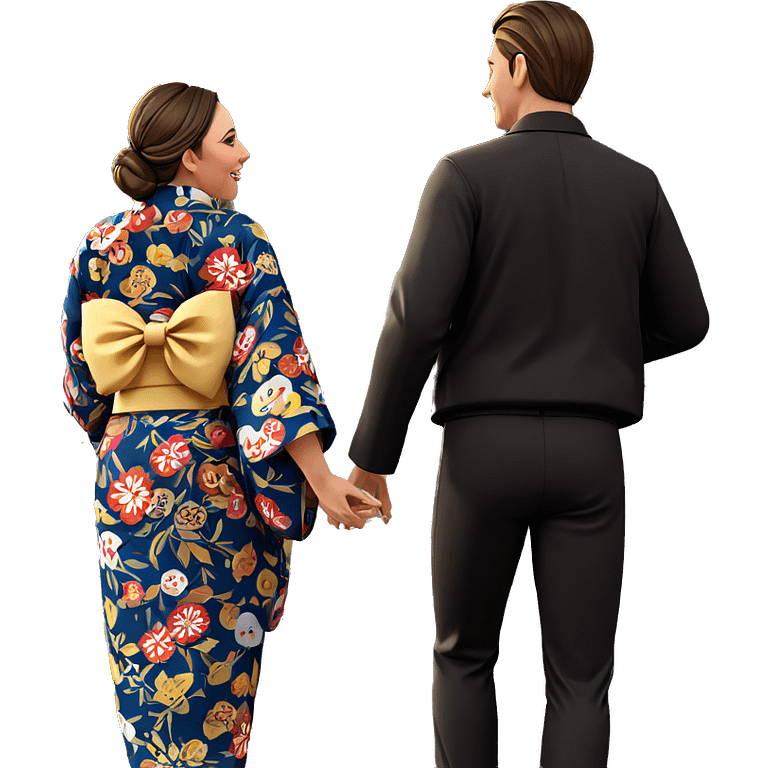 couple in kimono outdoors emoji