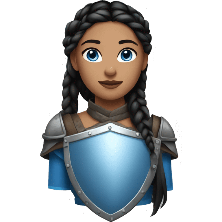 Shield maiden with Black hairbraid and blue eyes emoji