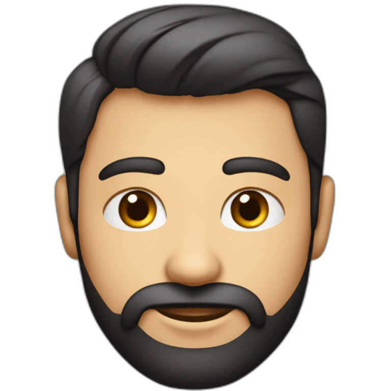 Un emoji de un hombre joven de cabello corto con barba corta cejas medianemente pobladas labios gruesas ojos cafés oscuros , con figura atlética , camiseta de color negro  emoji