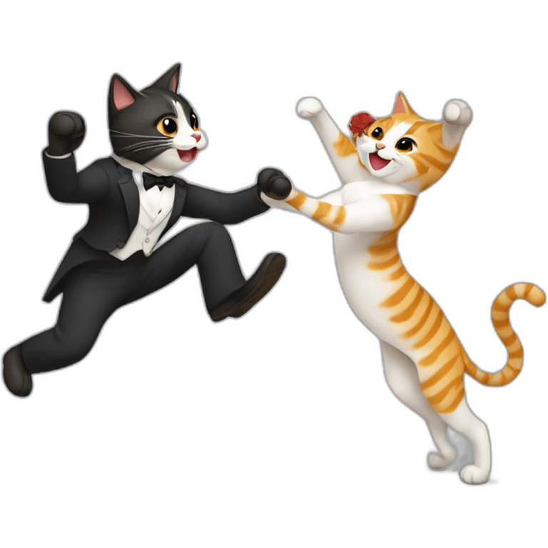 pareja de gatos tangueros bailando emoji