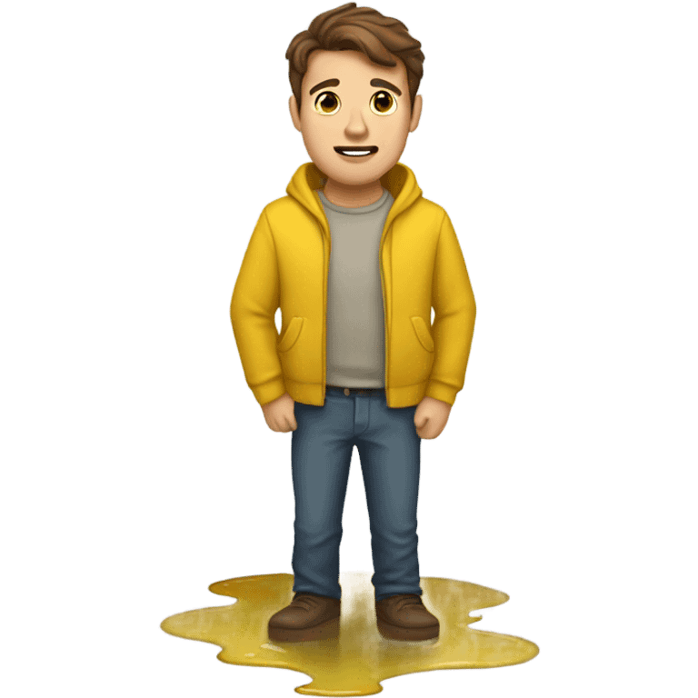 guy brown hair standing in a yellow puddle  emoji