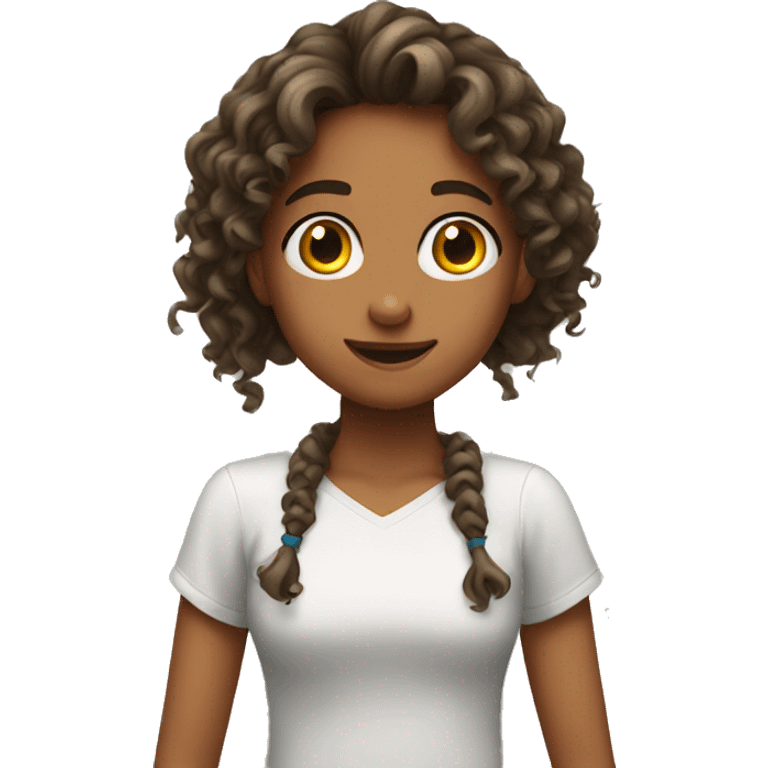 Girl with long curly hair hungry emoji