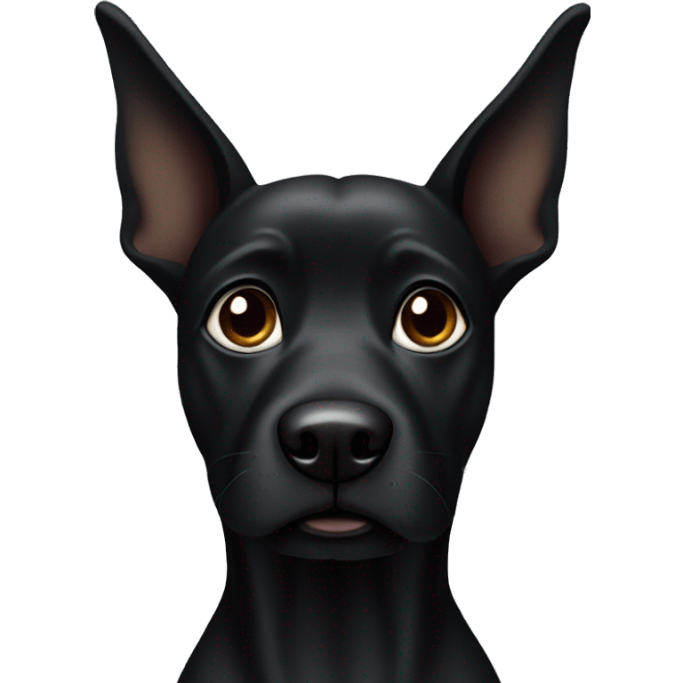 Black dog with pointed straight ears emoji