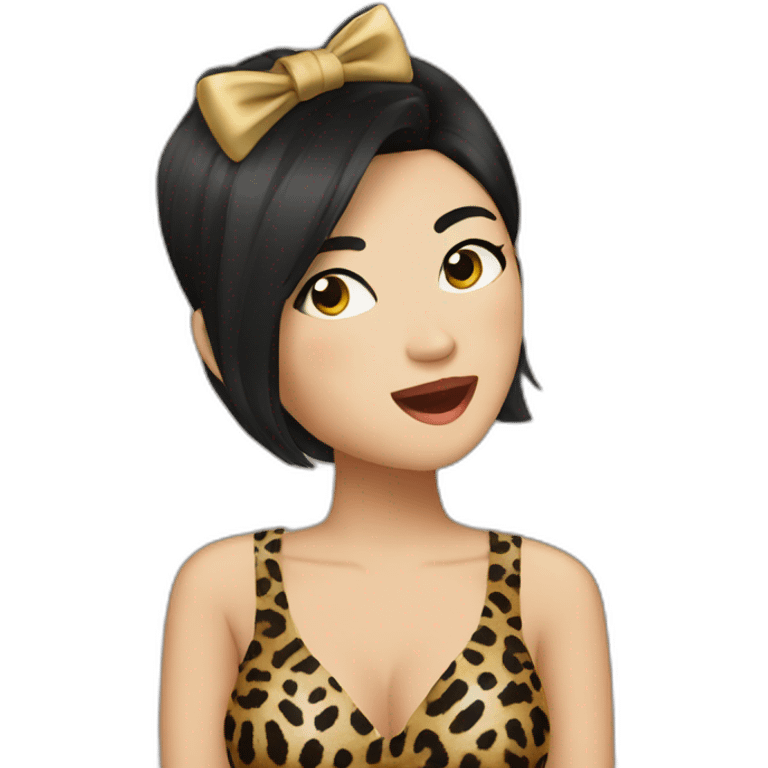 thai female singer in leopard costume short hair singing emoji