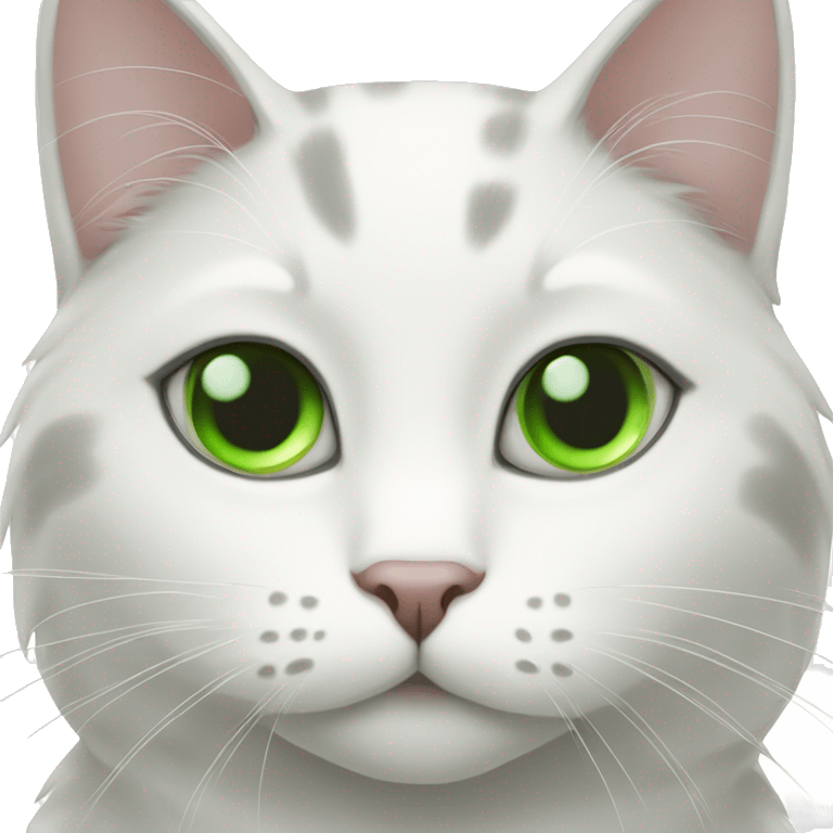 White grey cat Green eyes lovely Face  emoji