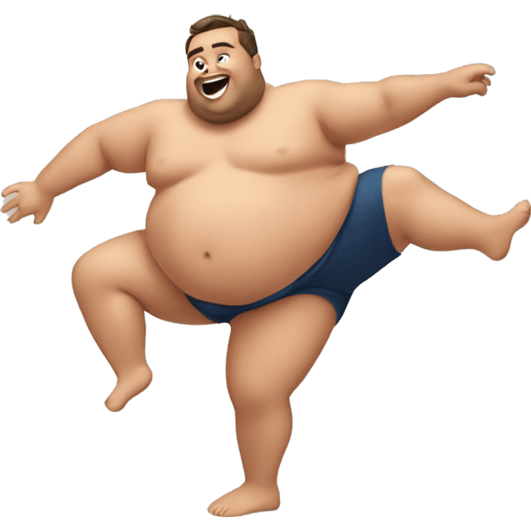 Shirtless fat man doing a cartwheel emoji