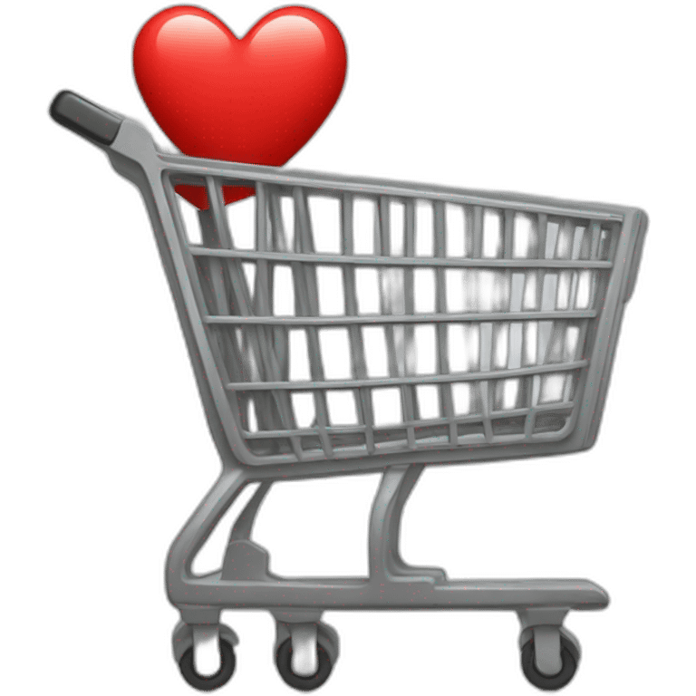 shopping thin cart with one red heart inside emoji