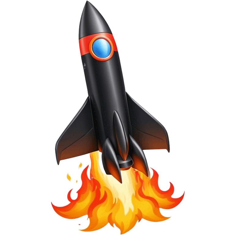 driving fine black rocket with fire color france emoji