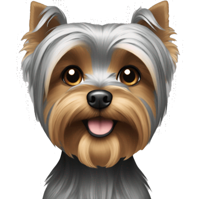 A yorkie with the grey scale color emoji