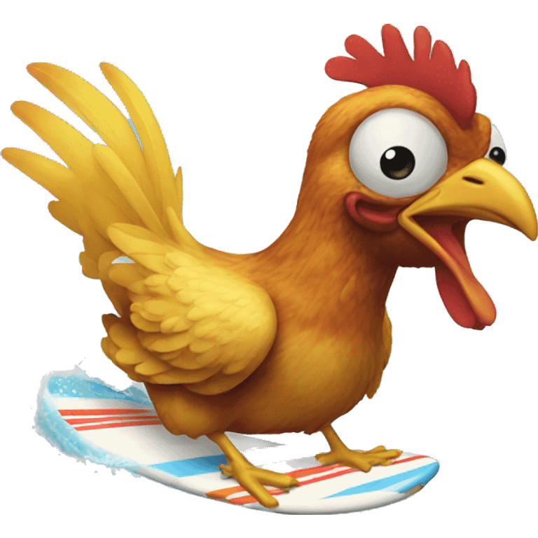 Surfing chicken emoji