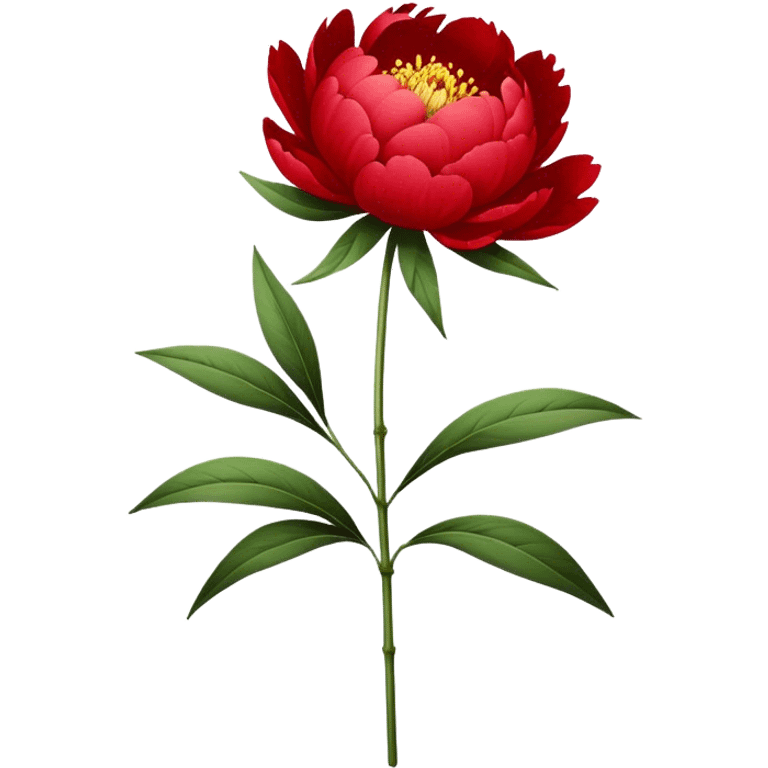 single Red Red Peony, straight stem emoji