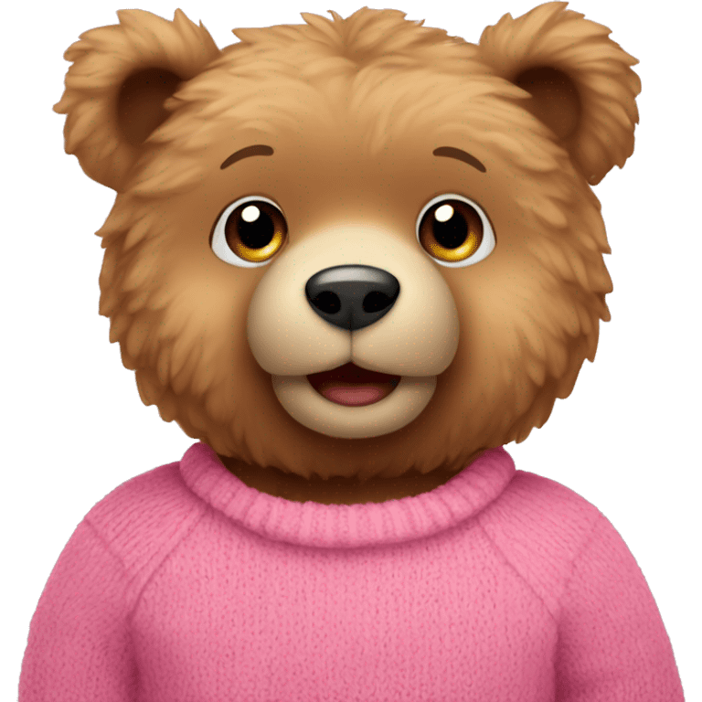 cute little teddy bear wearing pink sweater emoji