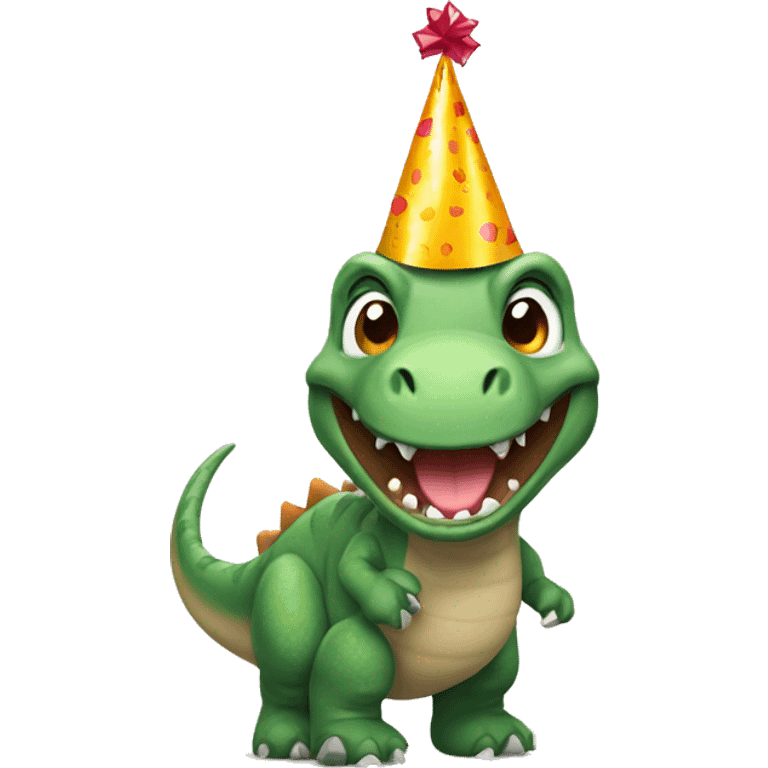 dinossaur with a birthday hat emoji