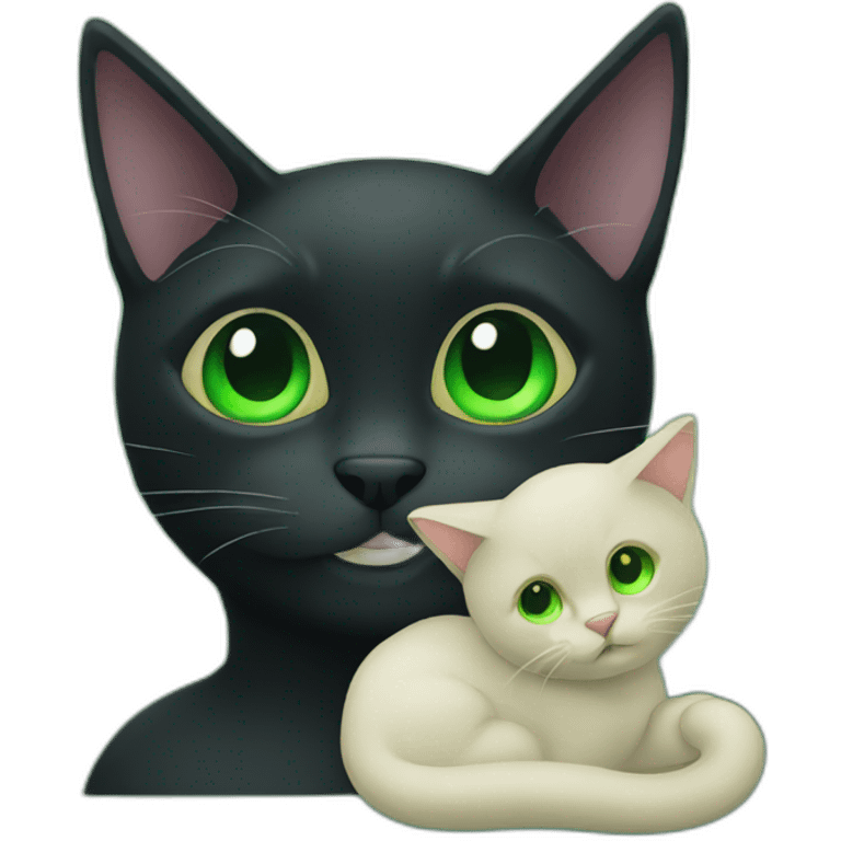 black cat green glas emoji