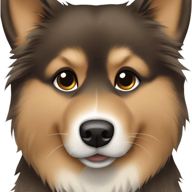 Finnish Lapphund Brown and light brown standing up his nose and face is dark brown dotted emoji