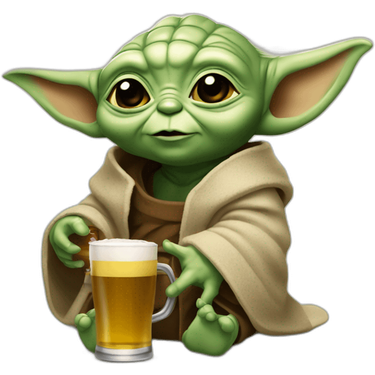 Bébé Yoda qui boit une bière emoji