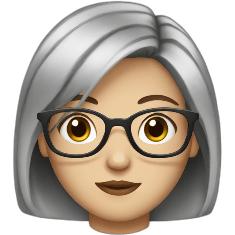 short hair white girl with glasses emoji