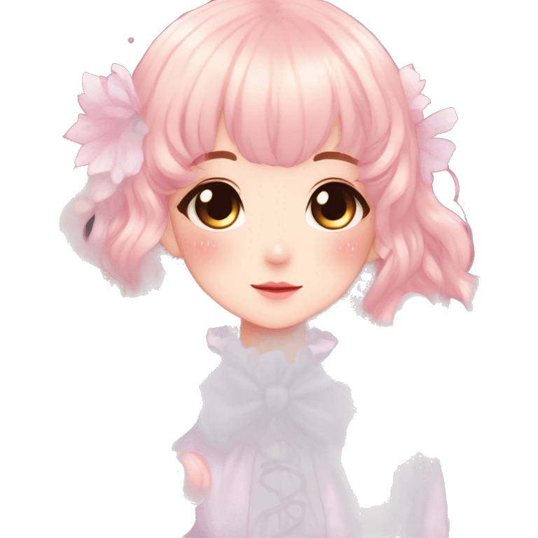 Gorgeous anime style lady with blushing face cottagecore fairycore  Kawaii anime colorful pearly romantic simplistic aesthetic trending stylea emoji