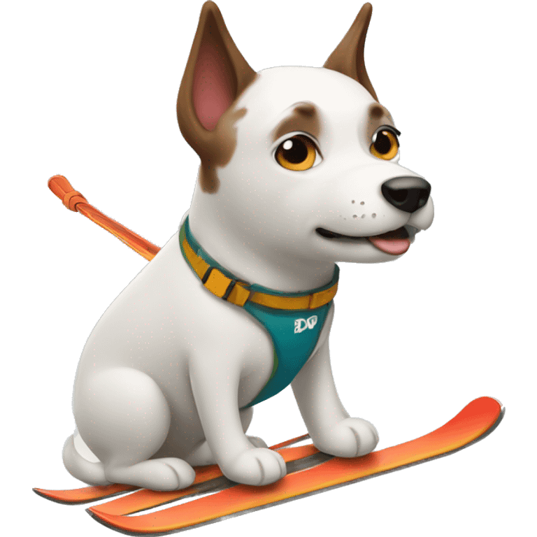 A dog skiing emoji