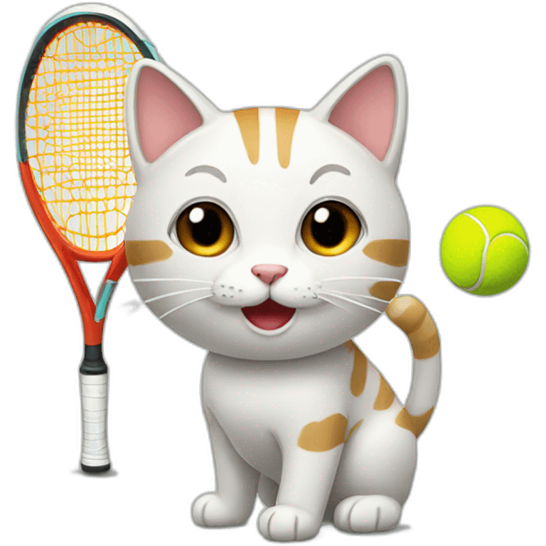 Lovely cat playing tennis emoji