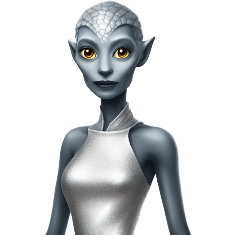 alien reptilian woman in silver dress emoji