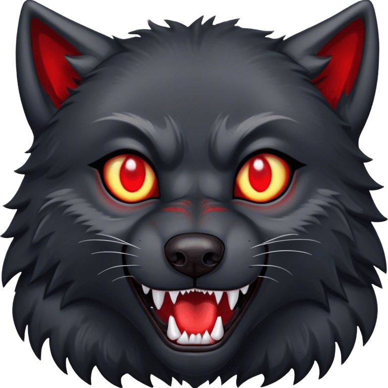 Evil black wolf with red eyes emoji