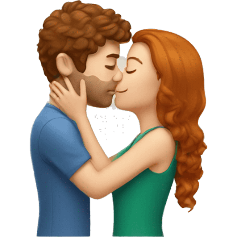 Brunette girl kissing ginger guy emoji