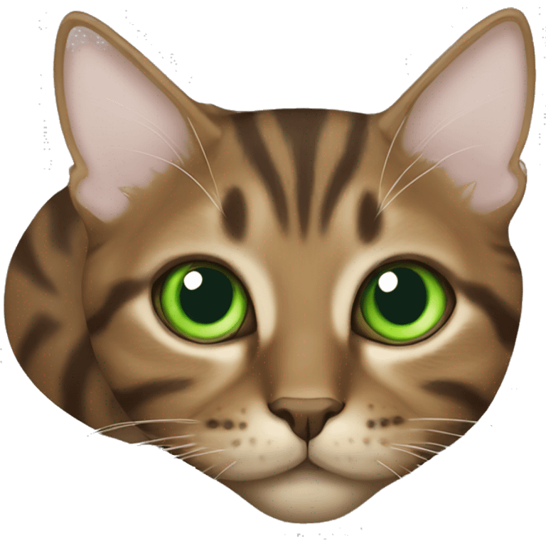 brown tabby cat green eyes laying down emoji