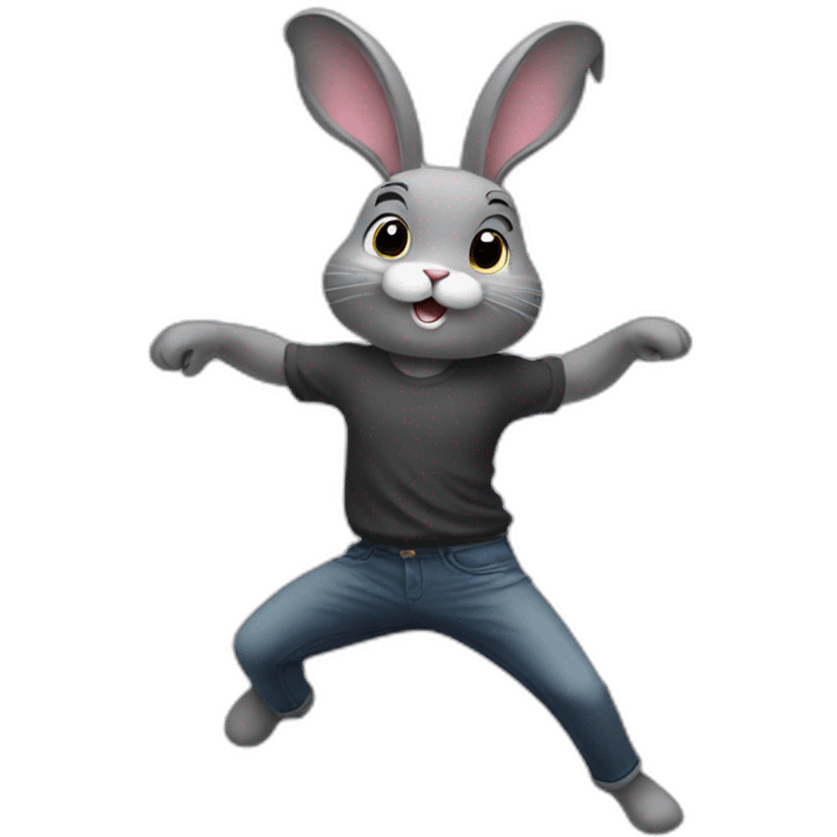 bunny , dancing, dark cloud emoji