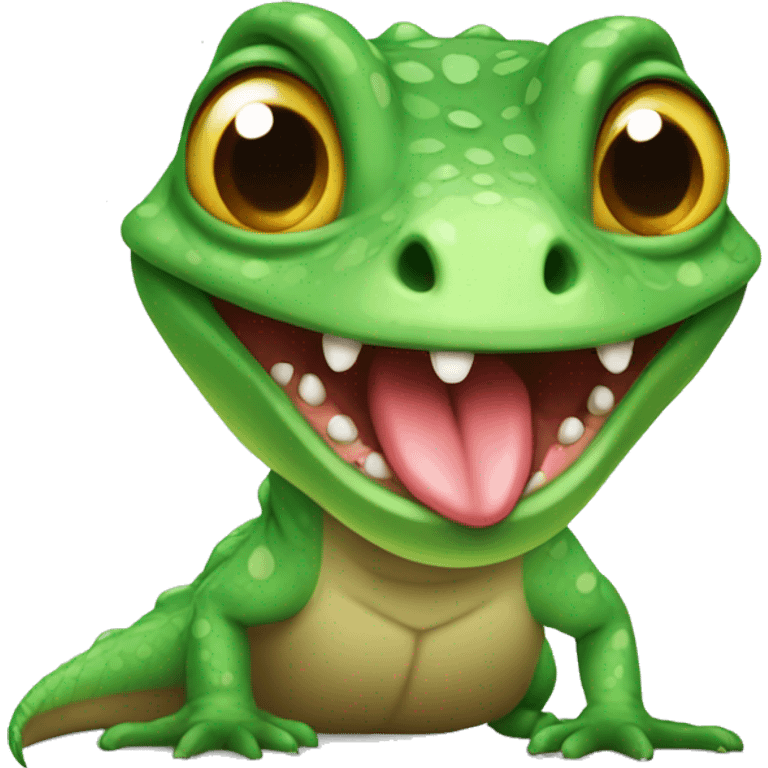 Cute lizard with its tounge out emoji