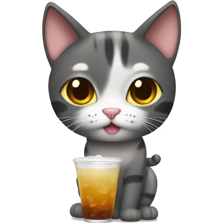 a cat drink boba emoji