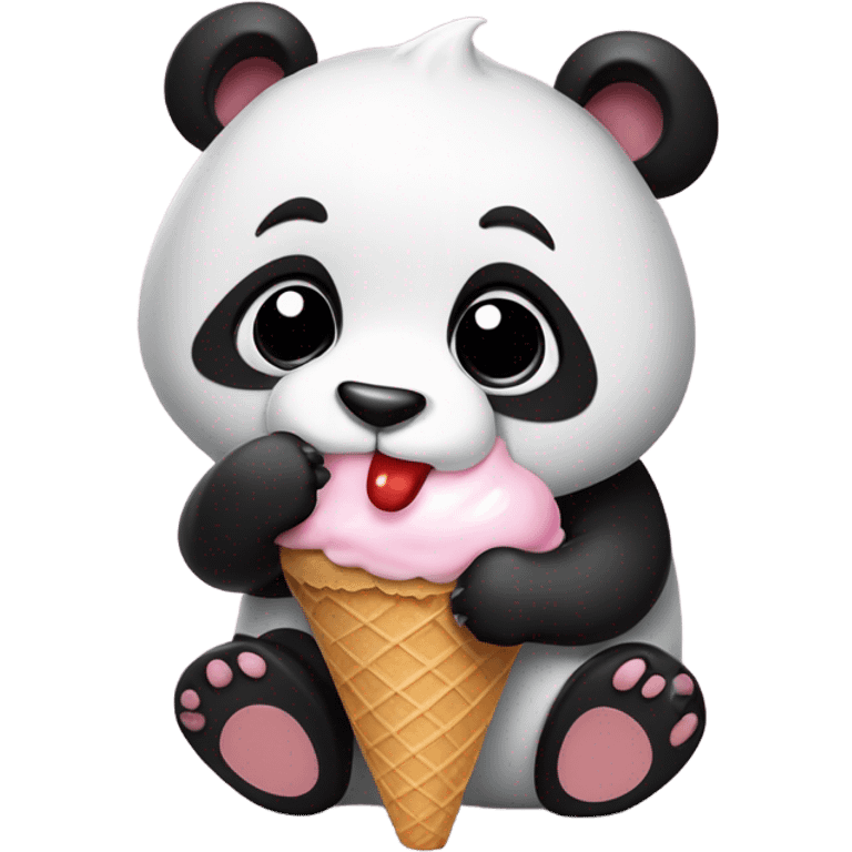 Panda eating ice cream emoji