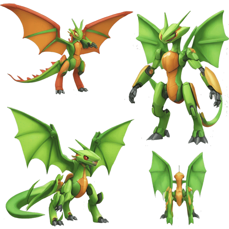 Mechanical Flygon-Scyther-Charizard-raptor-Medabot-Mecha full body emoji