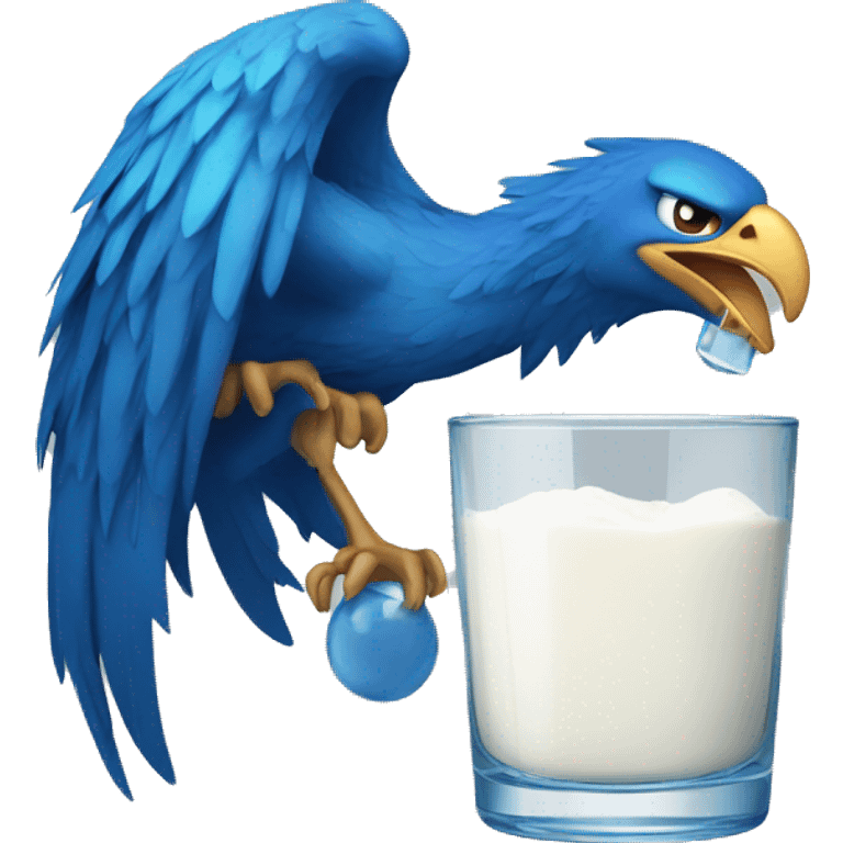 blue phoenix eating a rectangular glass white and blue bar emoji