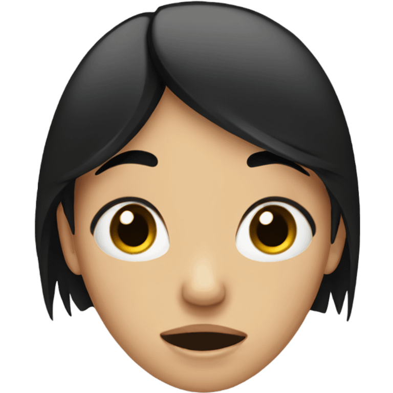 Girl with black hair crying  emoji