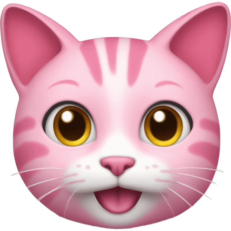 a pink cat saying hello emoji