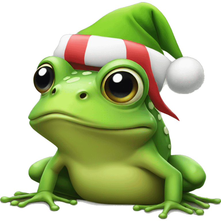 Frog wearing a Santa hat emoji