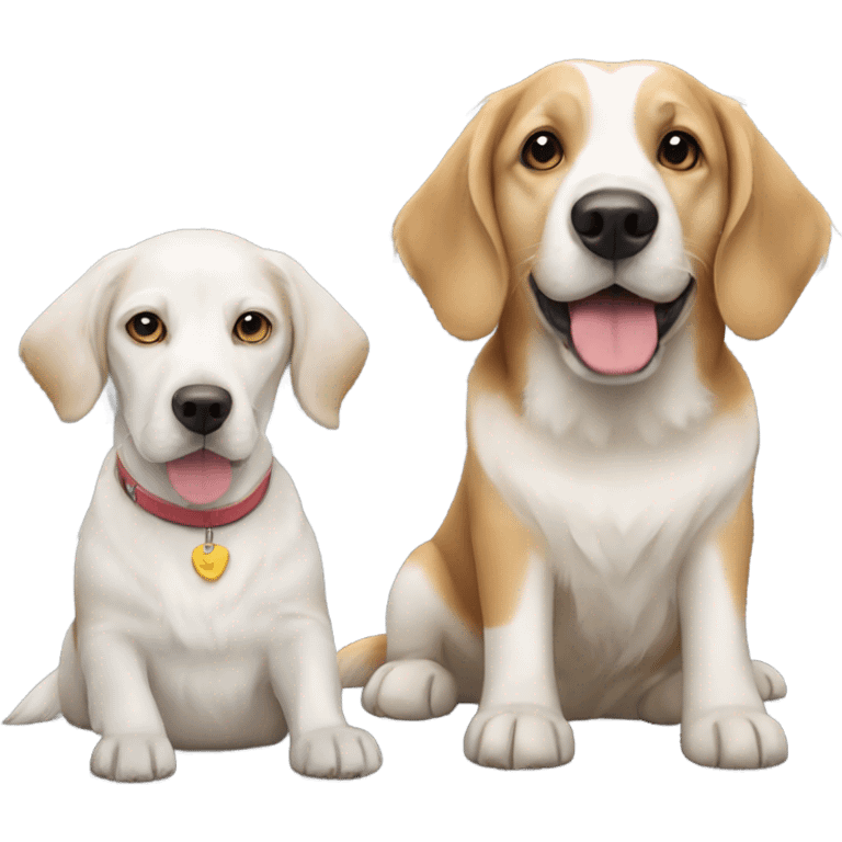 beagle and a white golden retriever  emoji