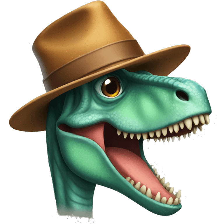 A dinosaur with a hat emoji