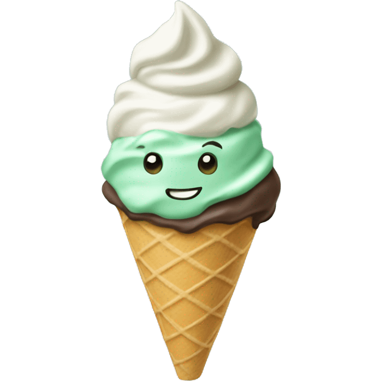 Mint chocolate chip ice cream cone emoji