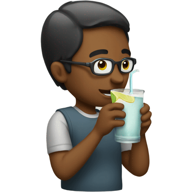 Emoji drinking a drink emoji