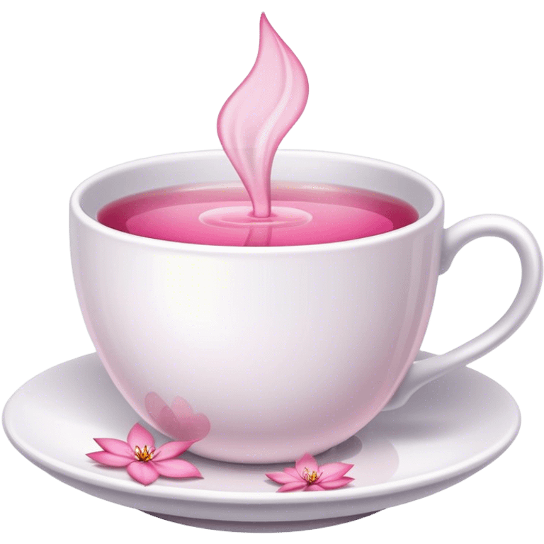 white teacup with pink tea inside of it emoji