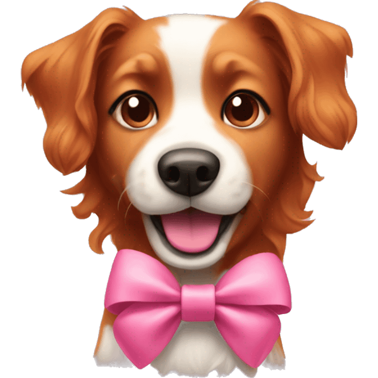 red haired dog with a pink bow  emoji