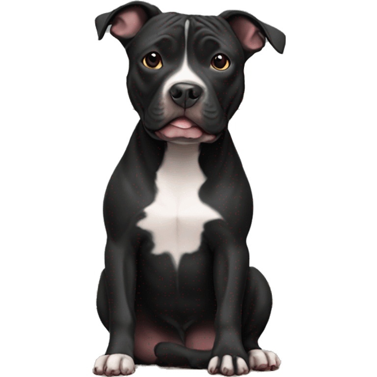 Black pit bull sitting on a chair  emoji