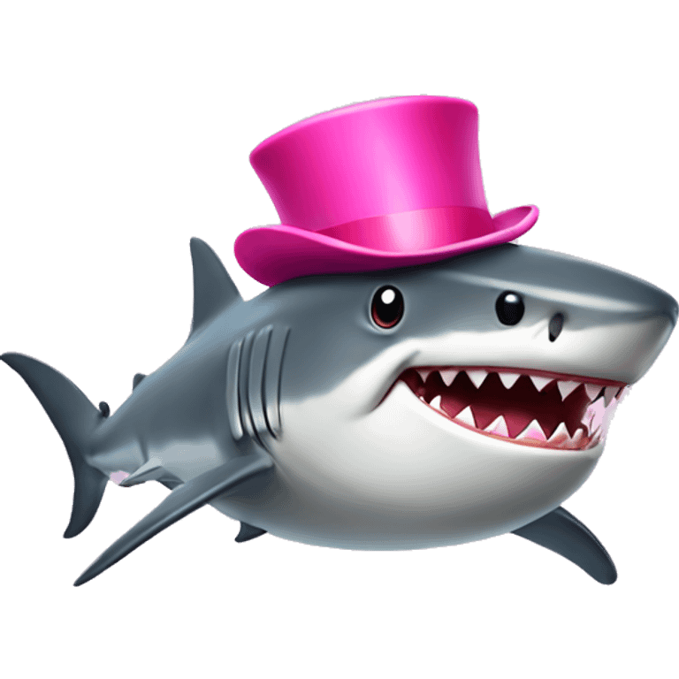 Shark with a pink top hat emoji