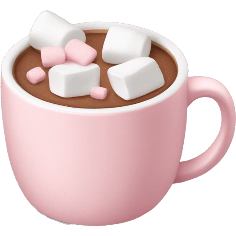 Light Pink mug of hot chocolate with marshmallows  emoji