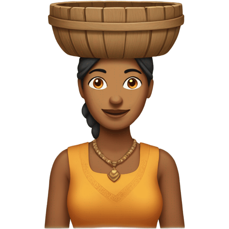 Indian woman wearing a wooden bucket on her head emoji