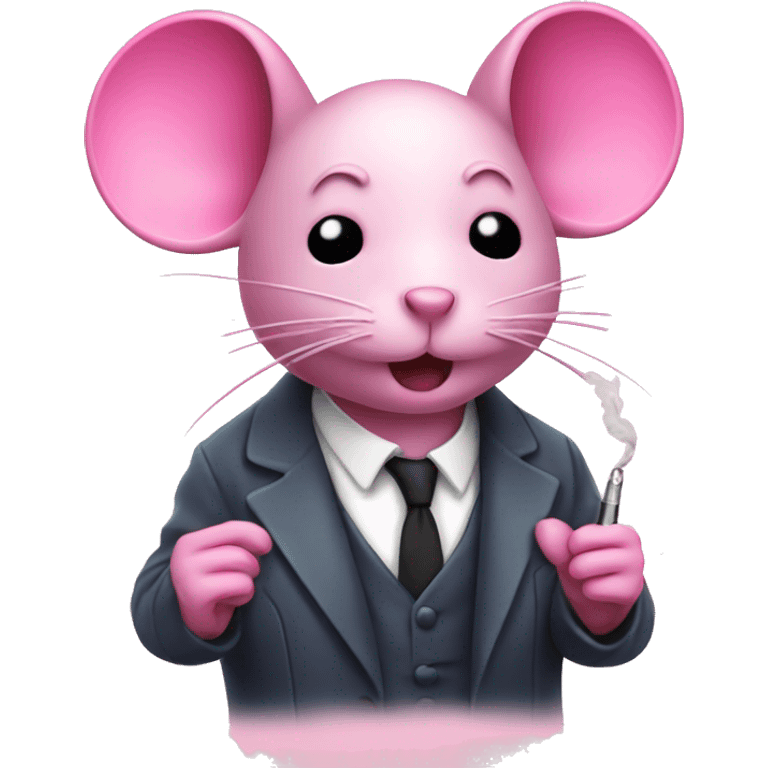 A pink mouse vaping emoji